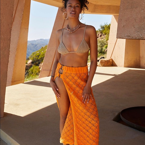 Free People Other - Orange crochet beach cover-up